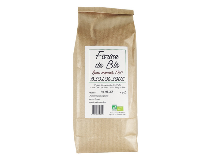 Farine de Blé Semi Complète T80 Biologique 1kg