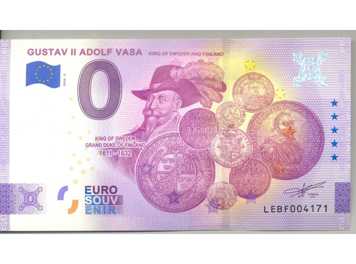 FINLANDE 2020-3 GUSTAV II ADOLF VASA VERSION ANNIVERSAIRE BILLET SOUVENIR 0 EURO