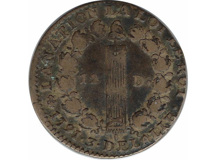 FRANCE 12 DENIERS FRANÇOIS 1791 an 3 A (Paris) TB+