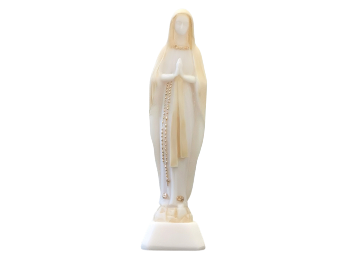 ND de Lourdes - Statue en albâtre 16cm -Beige et Or