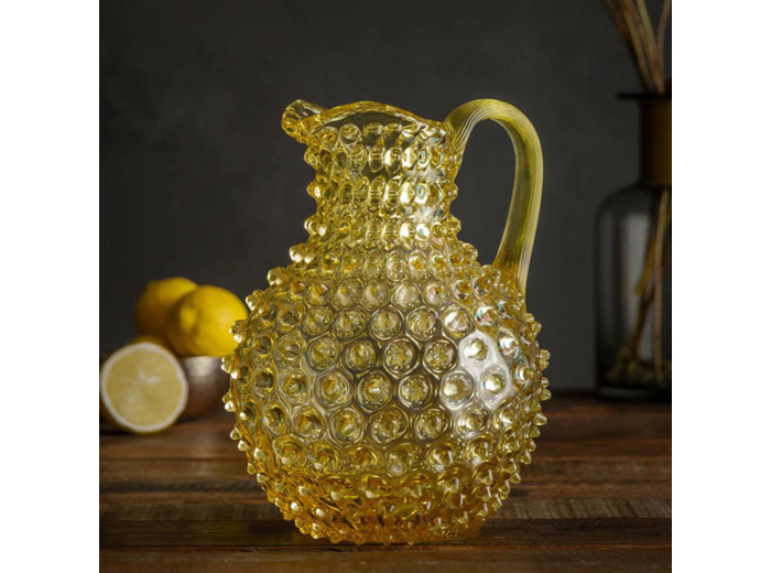 Carafe cristal jaune pointe de diamant 2L 19x17x23cm