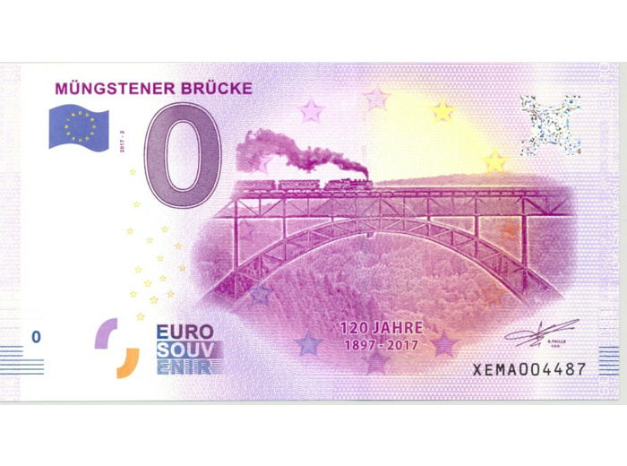 ALLEMAGNE 2017-2  MUNGSTENER BRUCKE BILLET SOUVENIR 0 EURO TOURISTIQUE NEUF