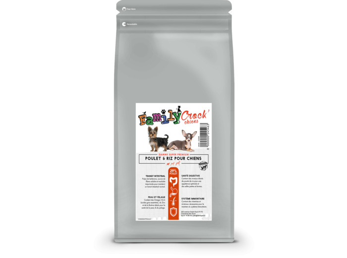 Croquettes SUPER PREMIUM au poulet & riz pour petits chiens - 2 tailles