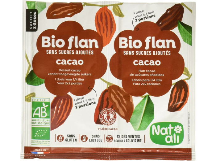 Flan chocolat sans sucre 2x5,5g Nat Ali - Bioflan