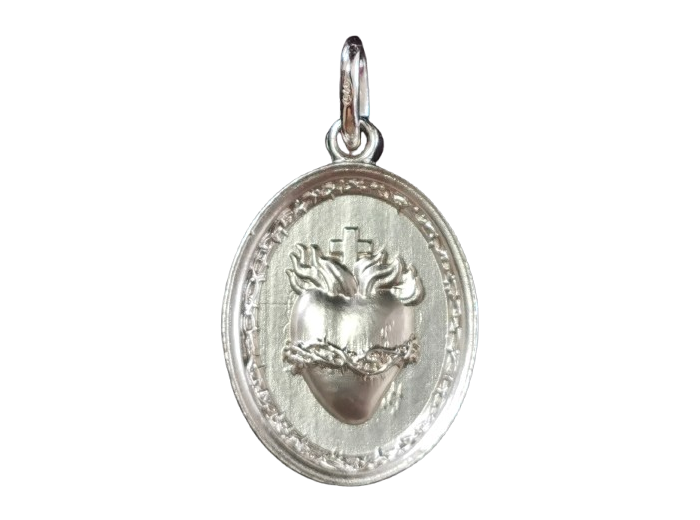 Coeur Sacré 19mm en Argent 925 - Sacré Coeur de Jésus