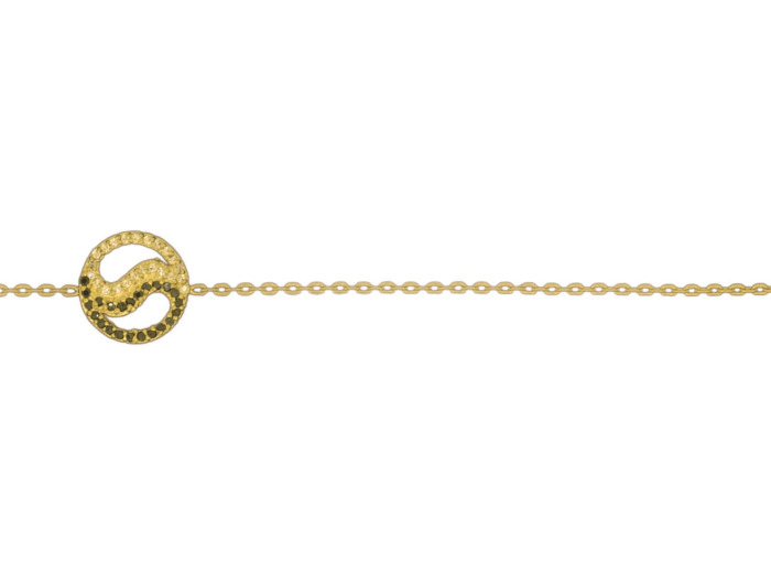 Bracelet en Plaqué Or - YIN YANG 12MM
