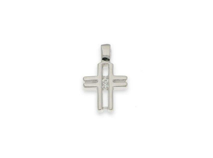 Croix ajourée 1,5cm en argent 925 strass central