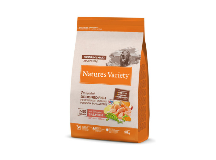 Nature's Variety, NO GRAIN ADULT MED/MAXI SAUMON - 10KG
