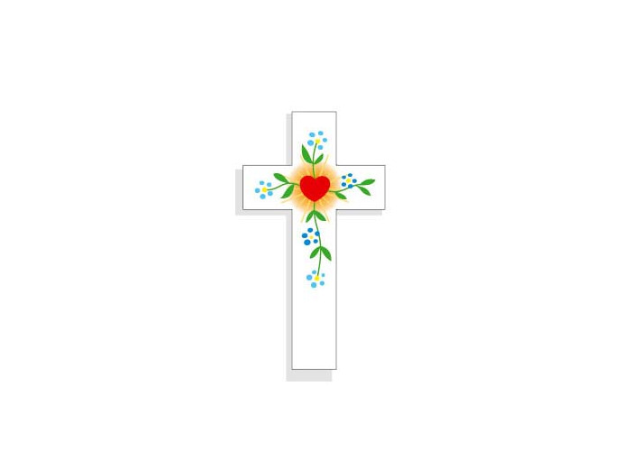 Croix Amour 10cm Coeur Fleurs Bleues