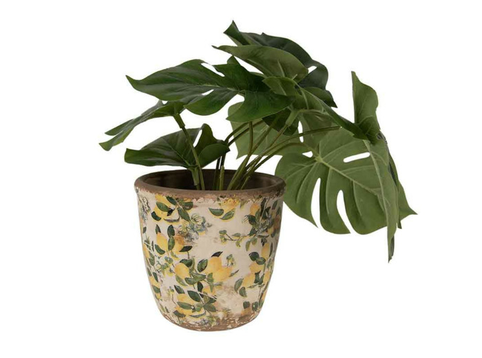 Pot de fleurs citron céramique 14x13cm