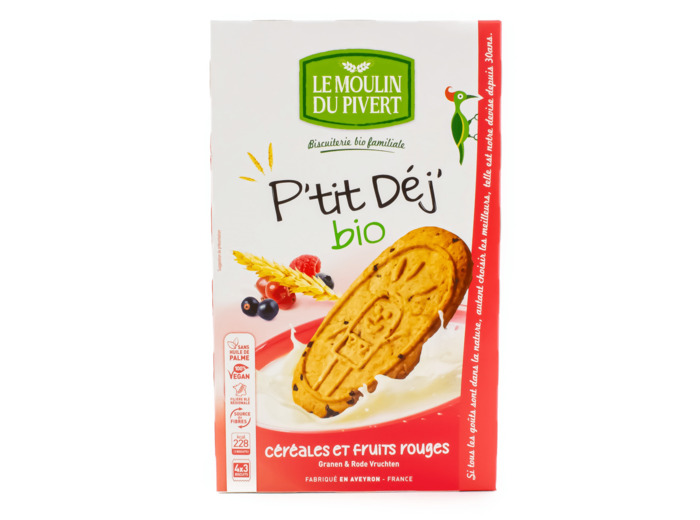 Biscuits P'tit Déj Céréales Fruits Rouges Bio 190g