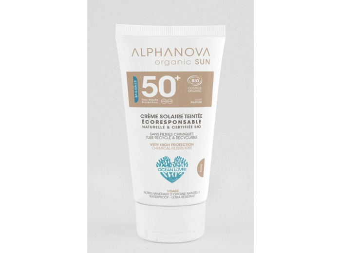 Crème solaire teintée claire SPF50+ - Alphanova - 50g