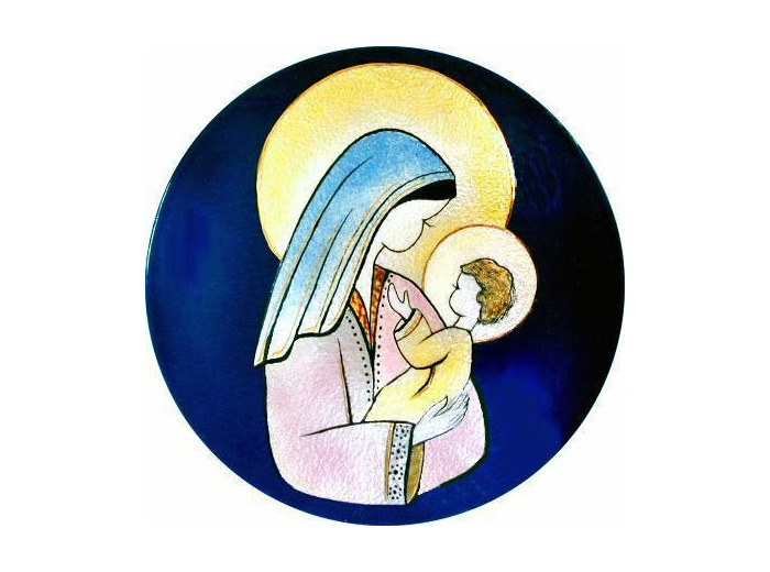 Vierge et enfant D15,7cm - EMAUX DU LIBAN