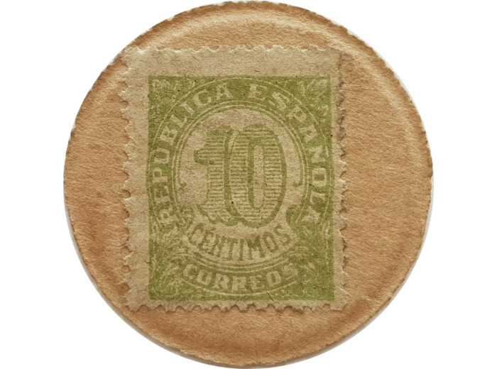 TIMBRE MONNAIE - ESPAGNE - 10 CENTIMOS VERT ESPECIAL MOVIL TYPE 1938 TTB-