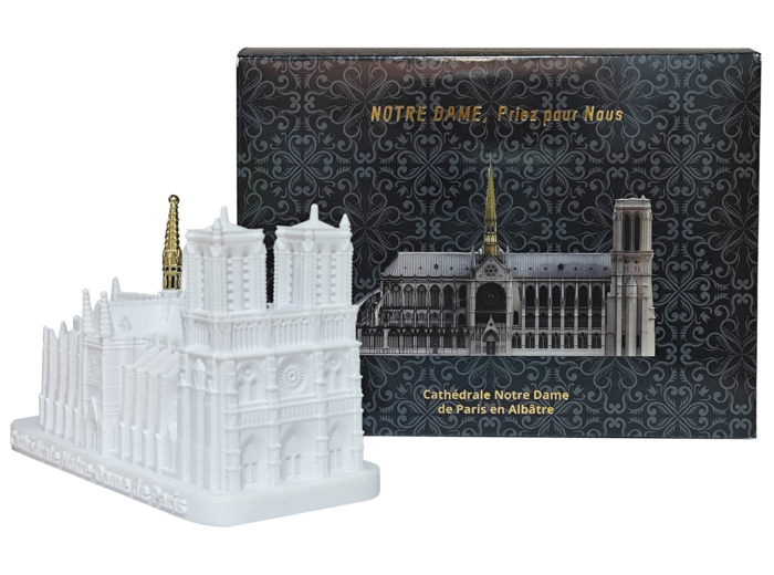 Notre Dame de Paris - Cathédrale en Albaster 12x5cm - Blanche