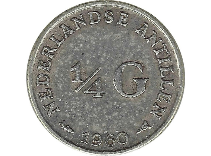 ANTILLES HOLLANDAISES NEERLANDAISES 1/4 GULDEN 1960 TTB