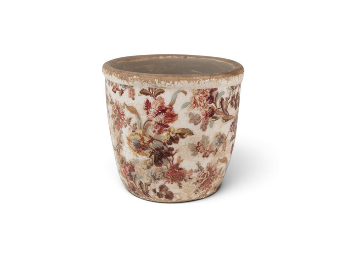 Pot de fleurs rose céramique beige 11x11x11cm