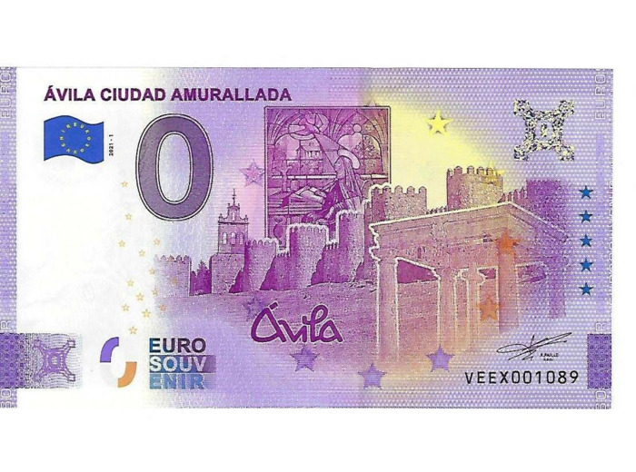 ESPAGNE 2021-1 AVILA CIUDAD AMURALLADA BILLET SOUVENIR 0 EURO TOURISTIQUE  NEUF