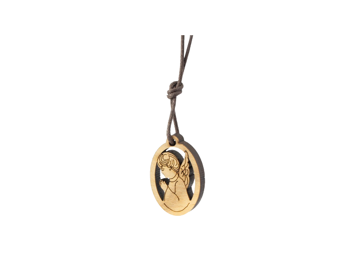 Pendentif en bois 2,5x1cm avec cordon- ANGE