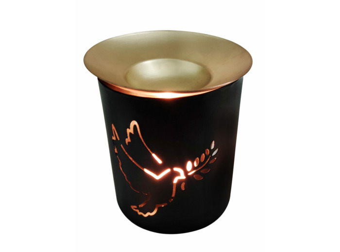 Encensoir/Diffuseur à Huiles Métal noir/Laiton Ht 11cm - Colombe