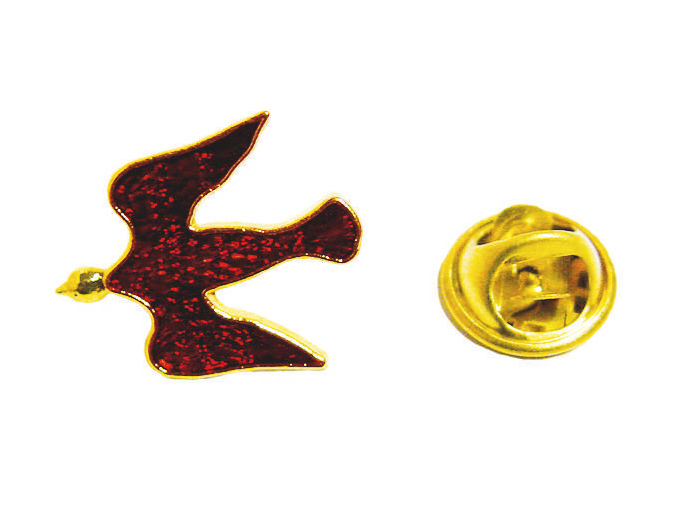 Pin's en Métal doré - Colombe ROUGE