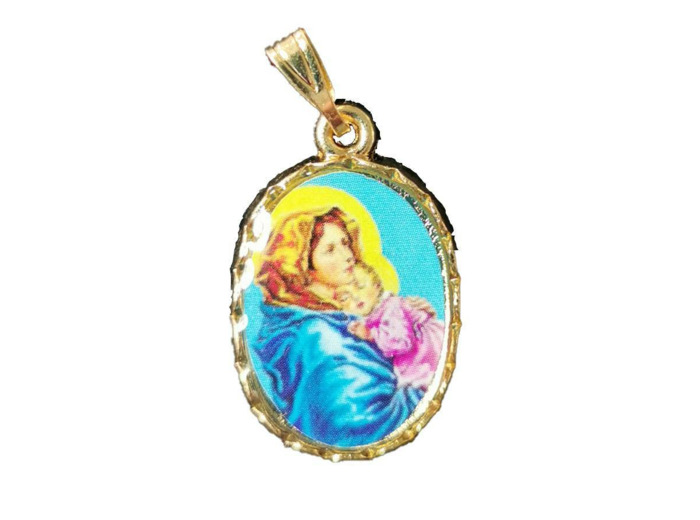 Médaille 20mm en Métal Doré avec Résine  - VIERGE DE FERRUZZI