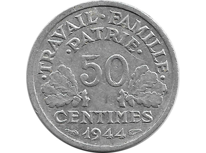 FRANCE 50 CENTIMES BAZOR 1944 B TTB