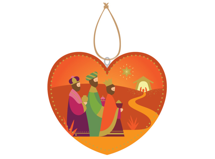 Coeur Orange - Les Rois Mages 10cm