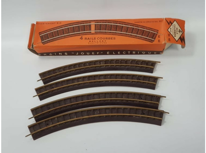 JOUEF 460 HO LOT DE 4 RAILS COURBES A BALLAST BOITE D'ORIGINE N2