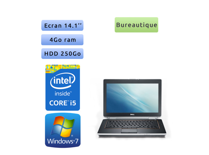 Dell Latitude E6420 - Windows 7 - i5 4GB 250GB - 14.1  - Webcam - Ordinateur Portable PC