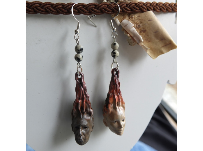 Boucles d'oreilles "Amour volé" pierres naturelles Jaspe Dalmatien