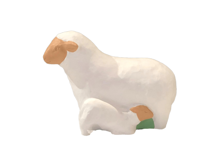 Brebis avec Agneau pour Crèche 20cm polychrome- Pierreline