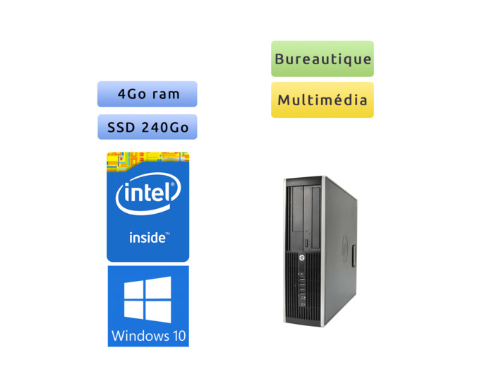 Hp 8200 Elite SFF - Windows 10 - G630 4GB 240GB SSD - PC Tour Bureautique Ordinateur