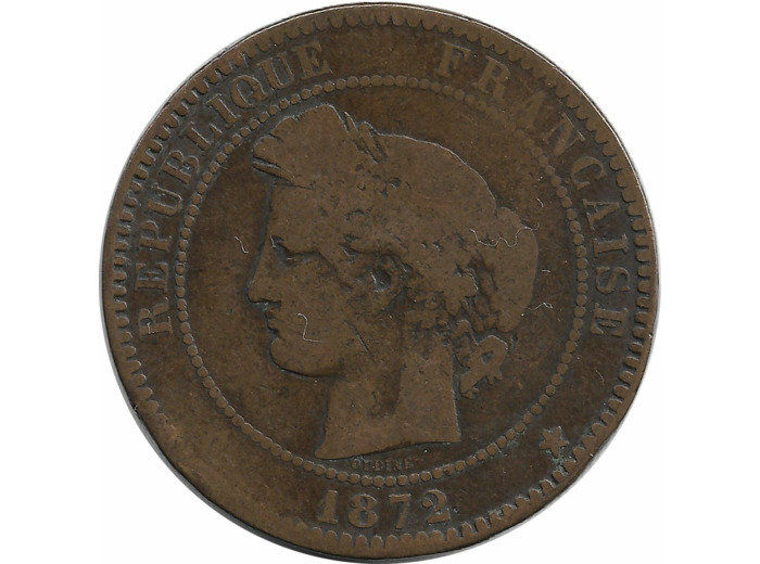 FRANCE 10 CENTIMES CERES 1872 K B+