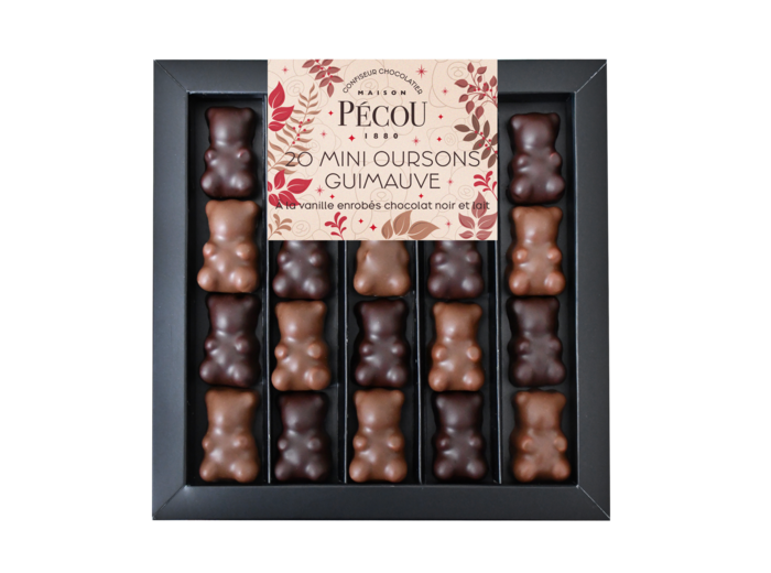 Coffret 20 Mini Oursons Guimauve Lait et Noir