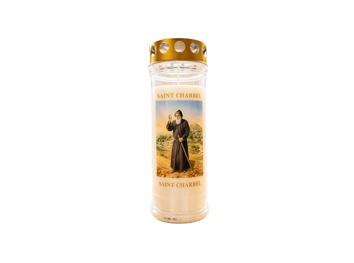 Bougie Funéraire 160 Heures Saint Charbel avec Prière