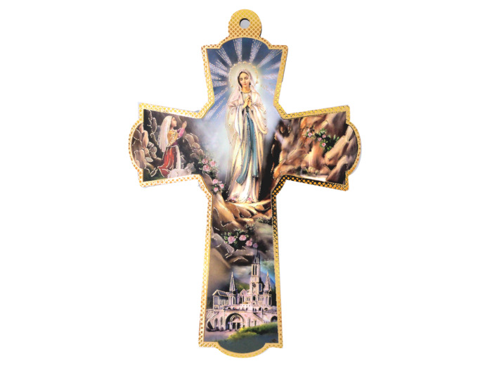 Croix en Bois 10x15cm - ND LOURDES