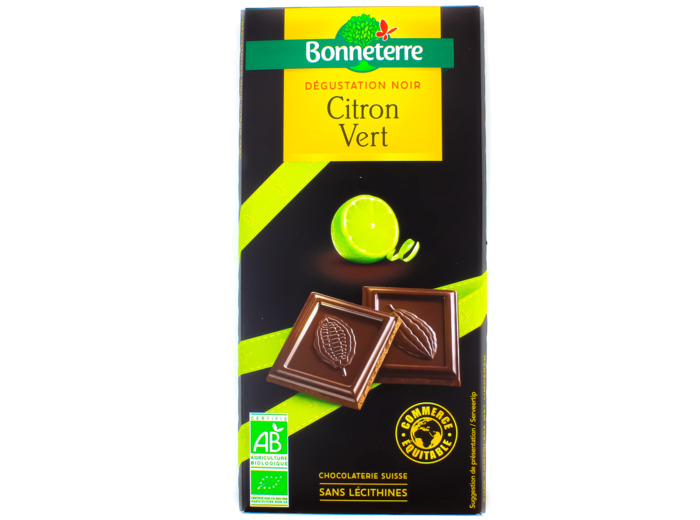 Chocolat Noir aux Cristaux de Citron Vert Bio 90g