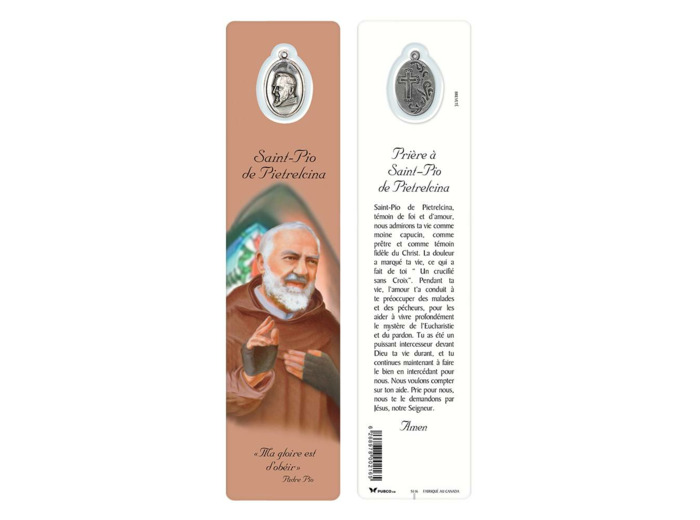 Signet plastifié avec médaille PADRE PIO