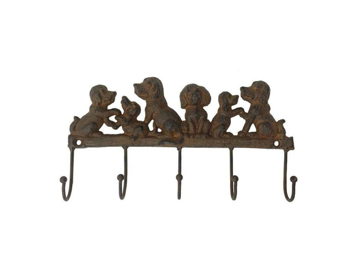 Patères chiens fonte marron 22x3x12cm