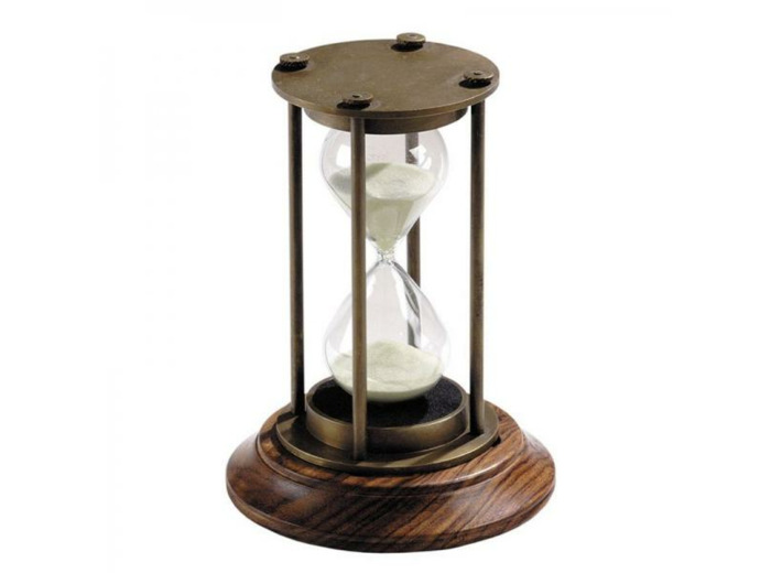Sablier en laiton avec socle en bois