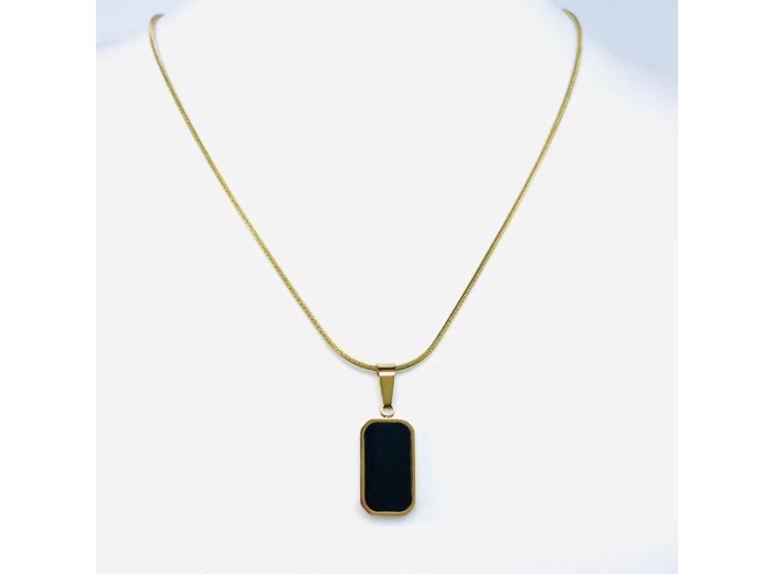 Collier Or avec Pendentif Nacré Noir et Blanc