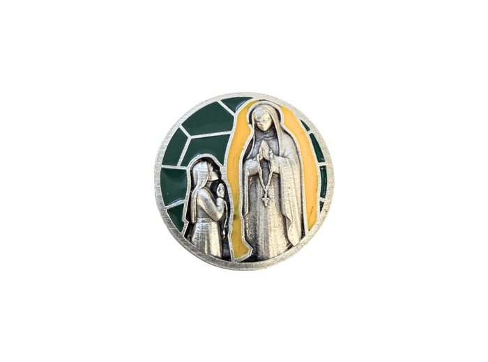 Magnet en métal relief 30mm - Bicolore - Notre Dame de Lourdes