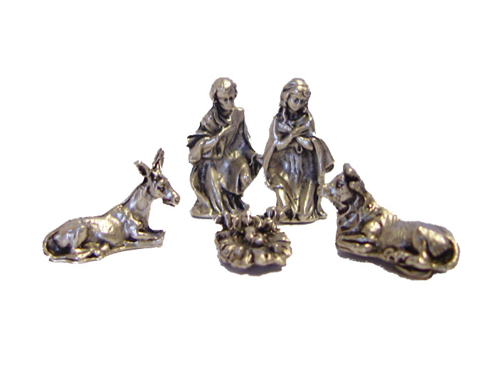 Sujets 5 pièces Crèche 2,5cm en Métal Argenté