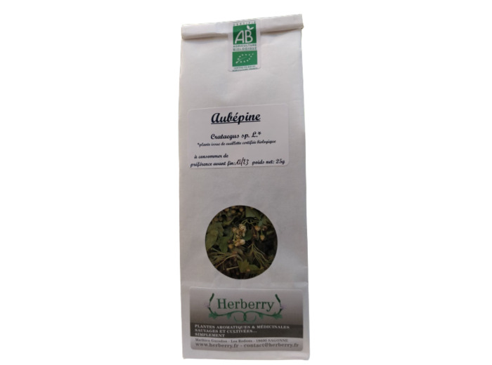 Aubépine sommité fleuries Bio pour tisanes-sachet de 25g-Herberry