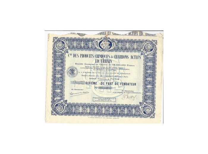 Cie DES PRODUITS CHIMIQUES ET CHARBONS ACTIFS ED.URBAIN