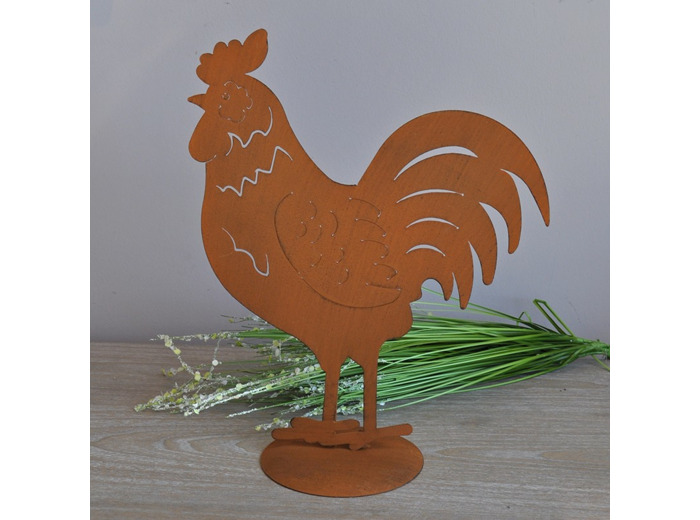 Silhouette déco jardin Coq 34x15x40cm