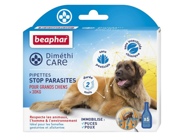 DIMETHICARE Pipettes stop parasites, Grand chien (+30 kg)