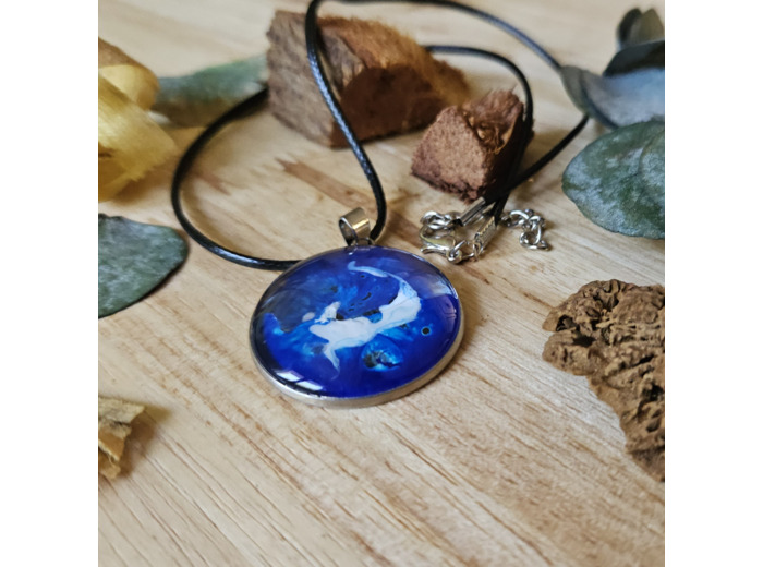 Collier en cordon ciré noir unique fait main