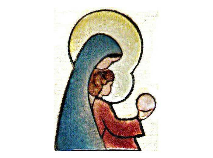 Vierge au globe Plexi, or, et support 6cm - EMAUX DU LIBAN